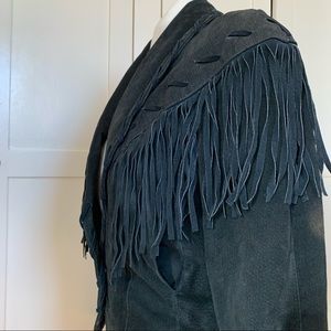 Vintage 80s Phoenix western fringe suede leather jacket